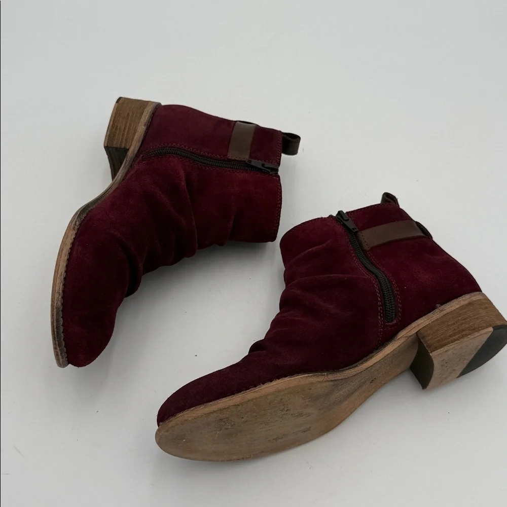 Diba true Women's Burgundy Ankle combat Boots women 8 leather suede casual Y2K